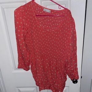 Croft & Barrow Coral Floral Women's Top